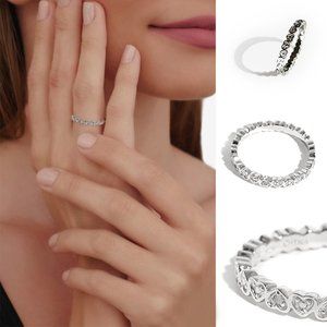 925 Sterling Silver Circle of Love Infinity Heart Ring